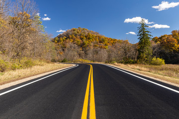 Scenic Highway In Autumn