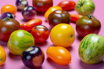 Multicolored assortment of French fresh ripe tomatoes