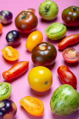 Fototapeta na wymiar Multicolored assortment of French fresh ripe salad tomatoes