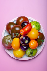 Multicolored assortment of French fresh ripe tomatoes