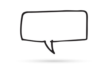 speech bubble cloud draw doodle brush sketch cartoon isolated on white background