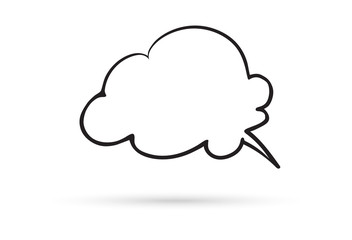 speech bubble cloud draw doodle brush sketch cartoon isolated on white background