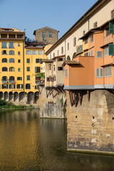 Ponte Vecchio bridge detail in Florence Italy on a warm summer morning