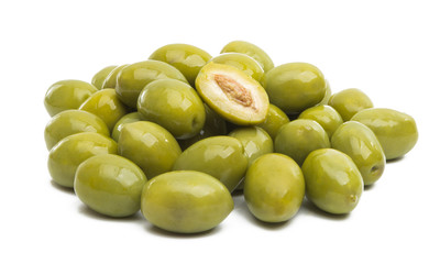 large green olives isolated