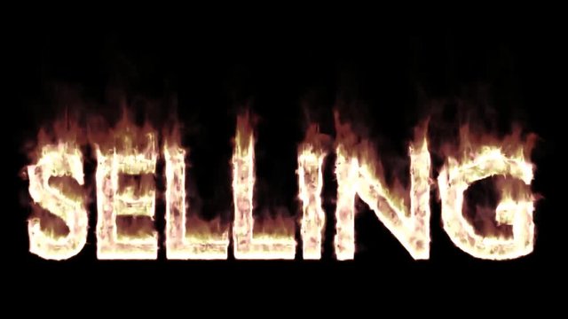 Animated burning or engulf in flames all caps text selling. Fire has transparency and isolated and easy to loop. Black background, mask included.