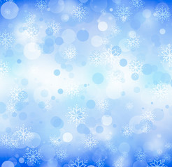 snowflakes and stars descending on background