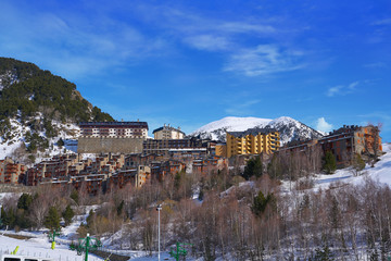Fototapeta na wymiar Soldeu ski village in Andorra Grandvalira