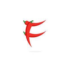 Vector Logo Red Chili Pepper Letter F