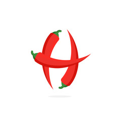 Vector Logo Red Chili Pepper Letter H