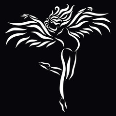 Winged pregnant lady, movement, beauty and health