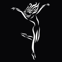 Fototapeta na wymiar Beautiful slender woman, sports and energetic dance, lightness