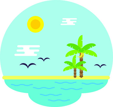 Tropical icland icon on white background vector illustration flat desing