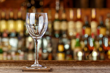 clean wine glass on the bar