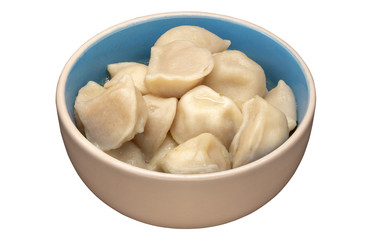 Plate with dumplings isolated on white.