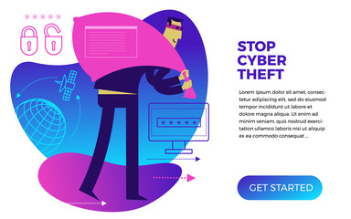 Flat design illustration for presentation, web, landing page: businessman cheerful man carries a full bag, a sad man holding a heavy bag.