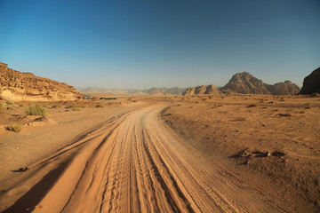 Fototapeta na wymiar Beautiful view of Wadi Rum desert, Hashemite Kingdom of Jordan