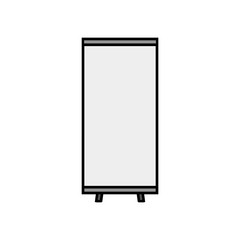 Vector line simple icon of wide roll up stand for a business presentation