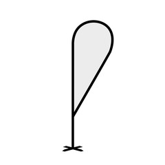 Vector gray line or outline simple icon of an outdoor beach waving drop bow flag advertising promo banner isolated on a white background