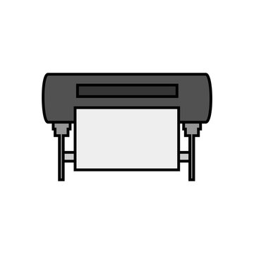 Vector line simple icon of plotter – inkjet printing machine for large formats