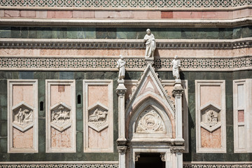 Sculpture arch detail from Giotto's bell tower in Florence, Italy
