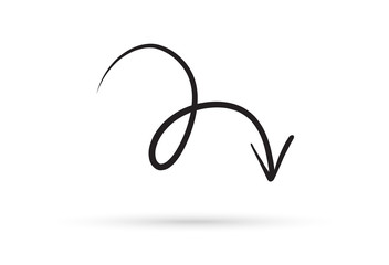 curve arrow draw doodle brush sketch cartoon isolated on white background