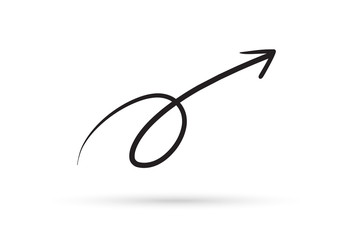 curve arrow draw doodle brush sketch cartoon isolated on white background