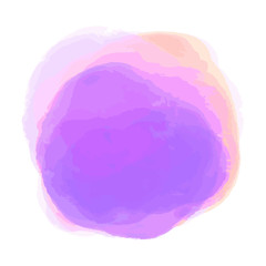 Bright spot. Digital aquarelle blotch on isolated white. Watercolour splotch. Paint and ink smudges. Blur stain. Trendy label brush stroke background