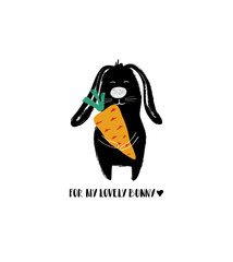 Funny Rabbit Holdin A Big Carrot.