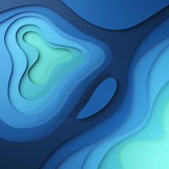 3D abstract background with paper cut shapes. Smooth shapes illustration.