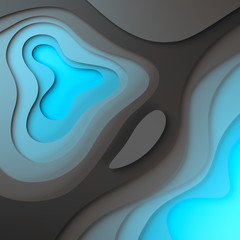3D abstract background with paper cut shapes. Smooth shapes illustration.