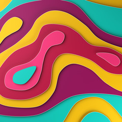 3D abstract background with paper cut shapes. Smooth shapes illustration.