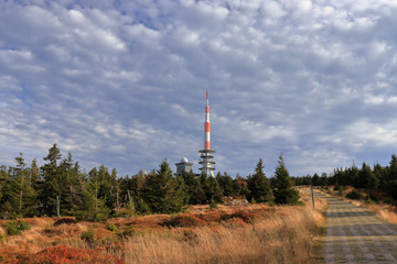 Fototapeta na wymiar Mount Brocken in autumn. Highest peak of the Harz mountain range, Saxony-Anhalt, Germany.