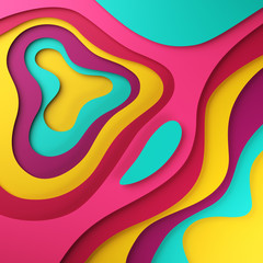 3D abstract background with paper cut shapes. Smooth shapes illustration.