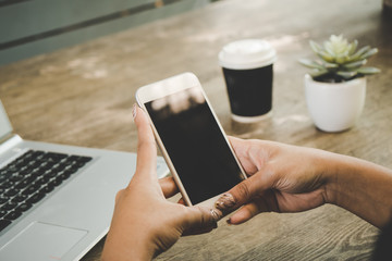Asian woman shopping online via mobile