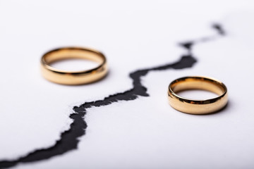 Two Wedding Rings On Cracked Surface