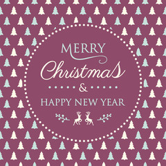 Merry Christmas and Happy New Year - calligraphy in retro style with ornaments. Vector.