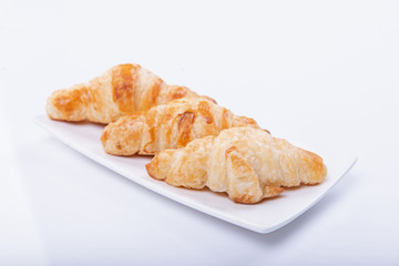 Fresh Croissant isolated on white background, Dessert made of wheat flour and sesame