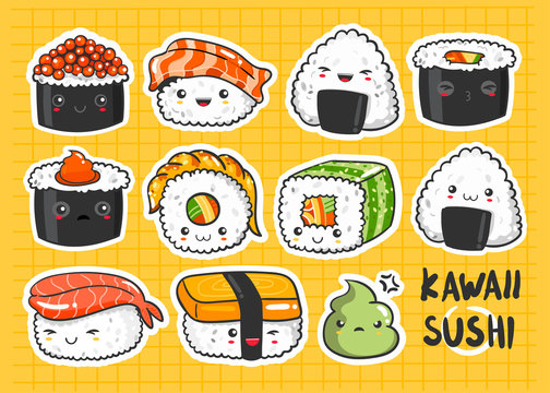 Set Of Kawaii Stickers Stock Illustration - Download Image Now