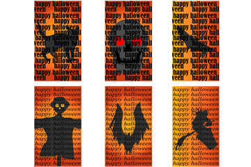 Flyers or icons for Halloween with the image of various monsters