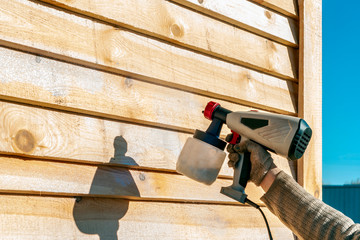 Painting of wood spray. Manufacture of wood antiseptic against fungus.