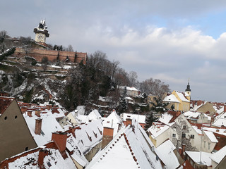 Graz Austria clock tower view