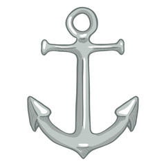 Vector Single Cartoon Color Illustration - Silver Marine Boat Anchor