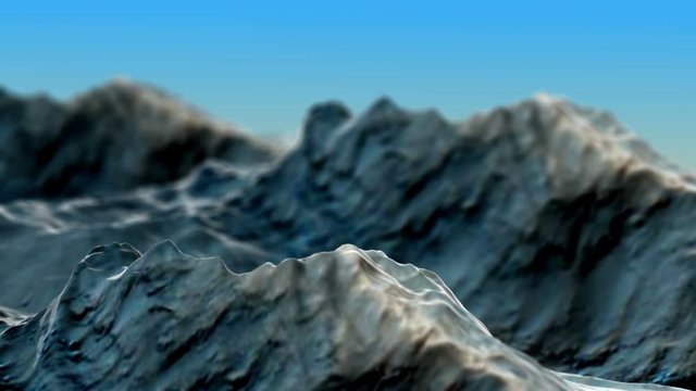 Rocky mountains peaks on sunrise. Background texture animation 3D rendering. Texture of this image furnished by NASA.