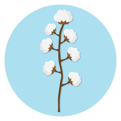 Baumwolle Baumwollpflanze Flat Design Icon isoliert auf weißem Hintergrund