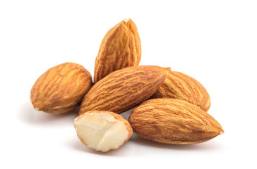 Almonds isolated on white background