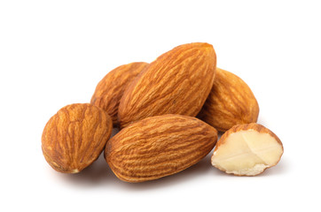 Almonds isolated on white background