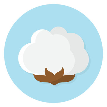 Baumwolle Baumwollpflanze Bl&uuml;te Flat Design Icon isoliert auf wei&szlig;em Hintergrund