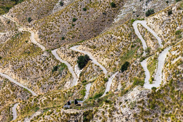Road in Taormina and the Mediterranean Sea, Sicily, Italy.