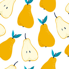 Tasty pears. Colored vector seamless pattern