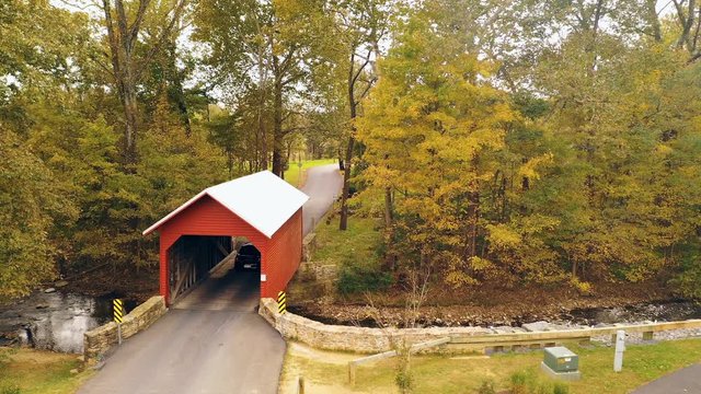 Traffic Enters the Roddy Road Covered Bridge